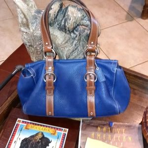 Coach Blue and Brown perfect Leather Buckle Purse Like New